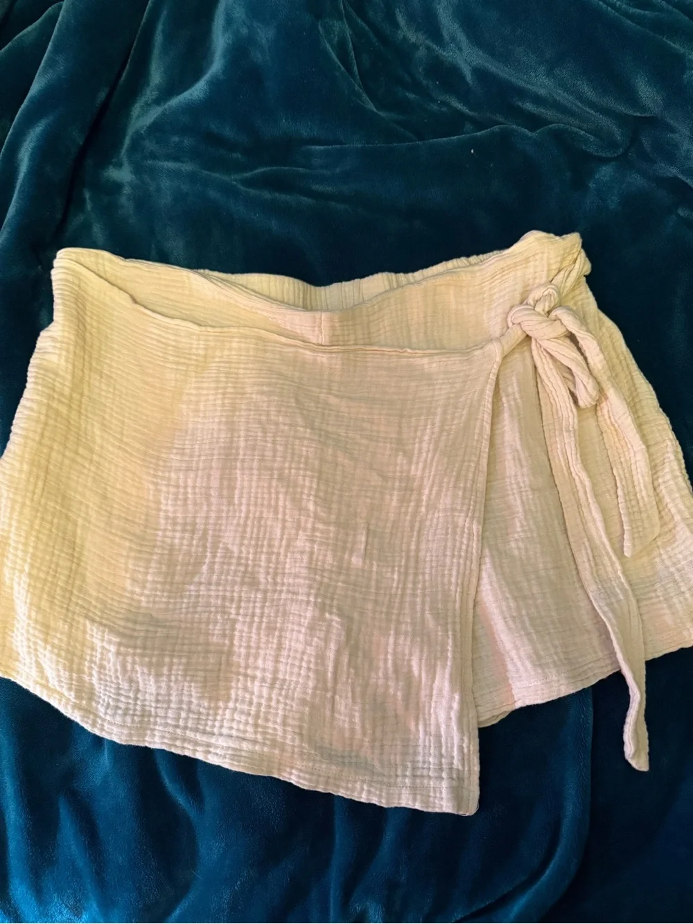 2XL cotton/ Gauze Wrap Skort with Side Tie CREAM